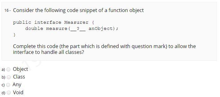 Solved 16. Consider the following code snippet of a function | Chegg.com