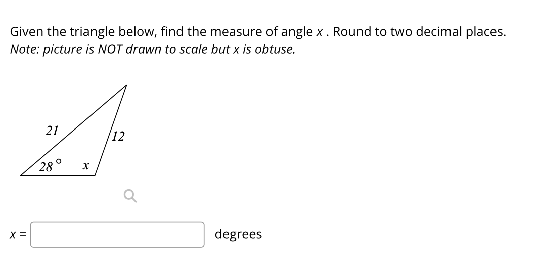Solved Given the triangle below, find the measure of angle | Chegg.com