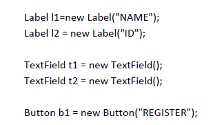 Solved To add a label and textfield import java.awt.*; | Chegg.com