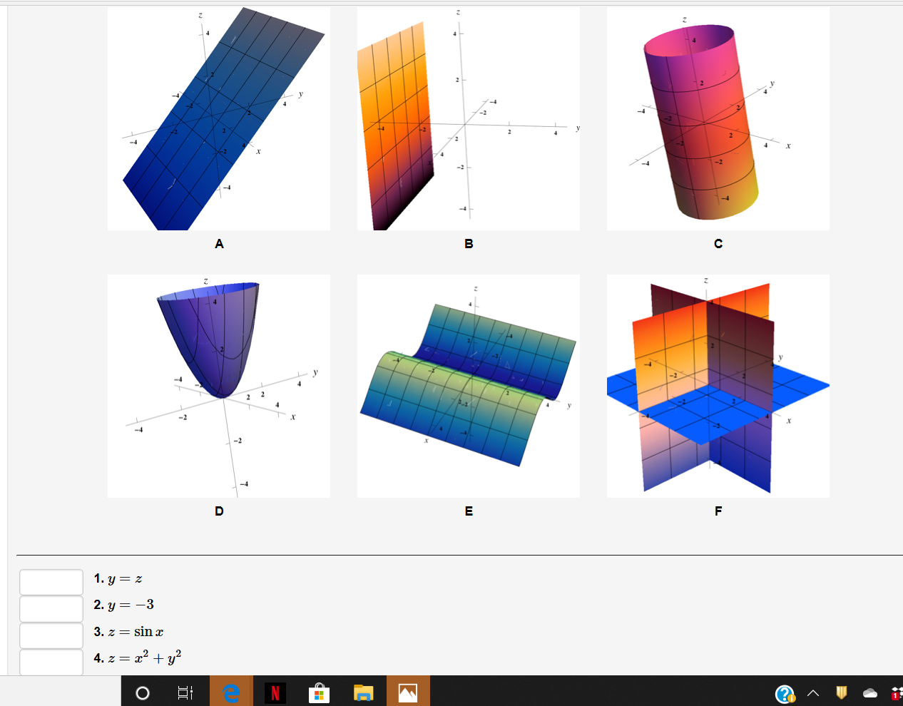 Solved 1 Y Z 2 Y 3 3 2 Sin X 4 2 X Y2 O B1 N O N Chegg Com