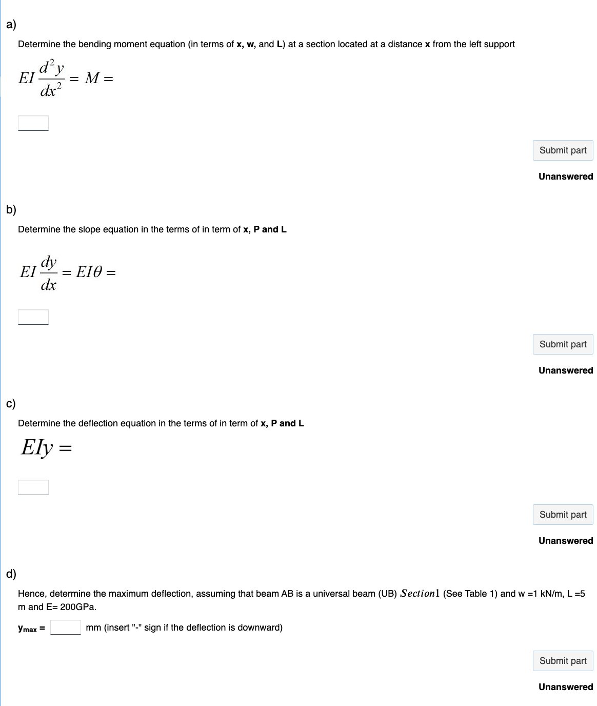 Solved The Linear distributed loaded steel beam is shown in | Chegg.com