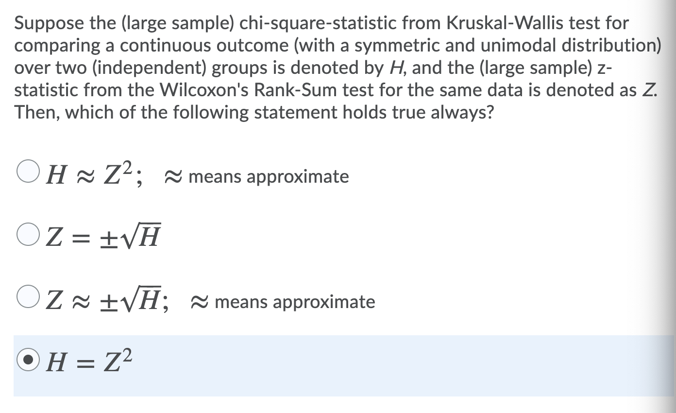 Solved Suppose the (large sample) chisquarestatistic from