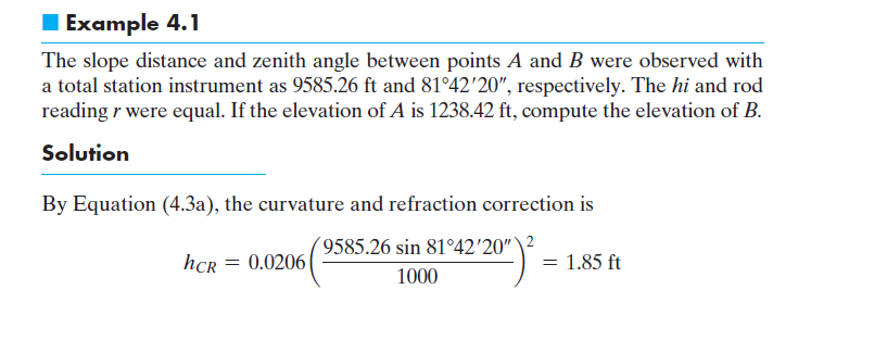Solved Example 4.1 The slope distance and zenith angle | Chegg.com