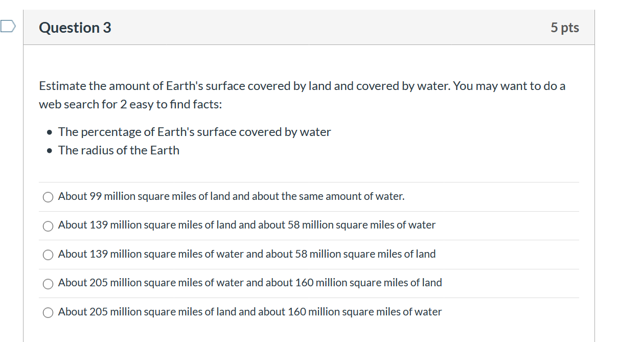 Solved Estimate the amount of Earth's surface covered by
