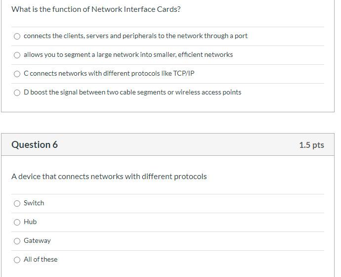 Solved What is the function of Network Interface Cards?