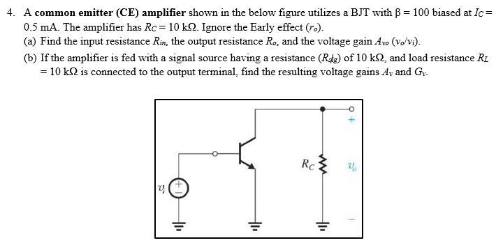 Solved 4. A common emitter (CE) amplifier shown in the below | Chegg.com