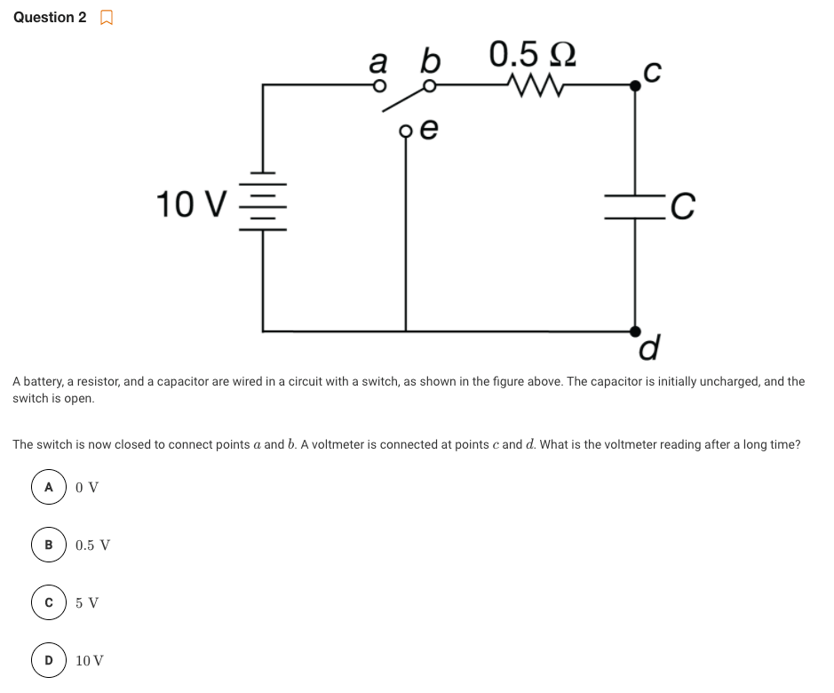 Solved Question 1 pe 10 V a A battery, a resistor, and a