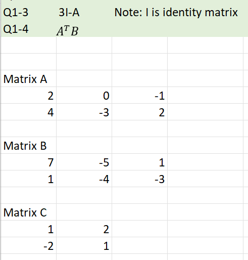 Solved Q1-3 Q1-4 31-A ATB Note: I is identity matrix | Chegg.com