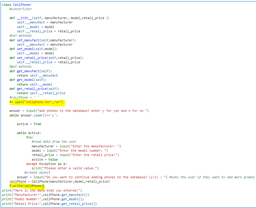 Solved Python: I'm attempting to save data into a file but I | Chegg.com