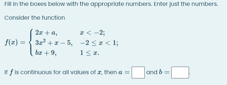 Solved Fill in the boxes below with the appropriate numbers. | Chegg.com
