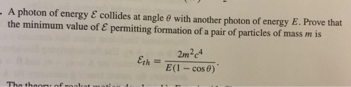 Solved A photon of energy collides at angle θ with another | Chegg.com