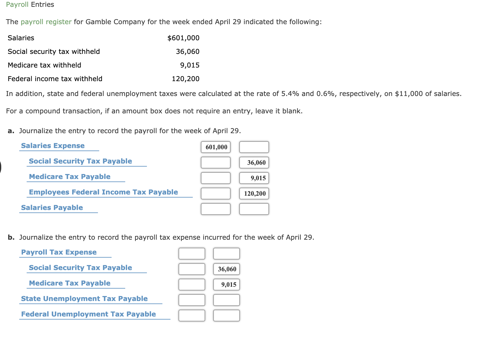 solved-payroll-entries-the-payroll-register-for-gamble-chegg