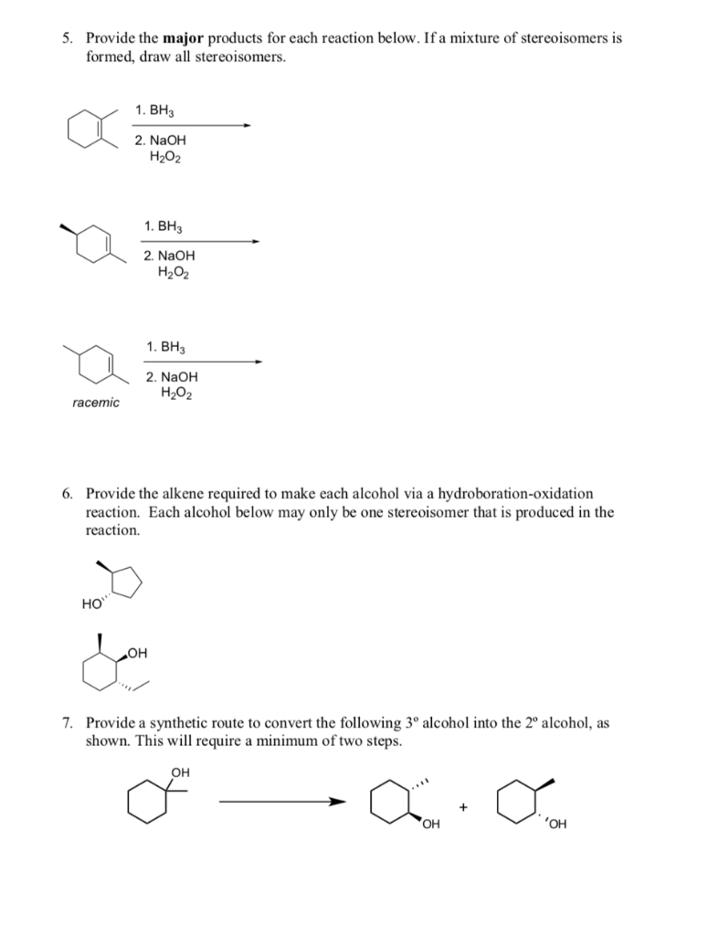 Solved Provide the major products for each reaction below. | Chegg.com