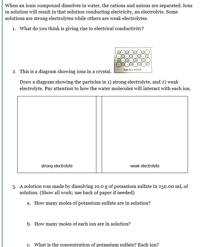 Solved When an ionic compound dissolves in water, the | Chegg.com