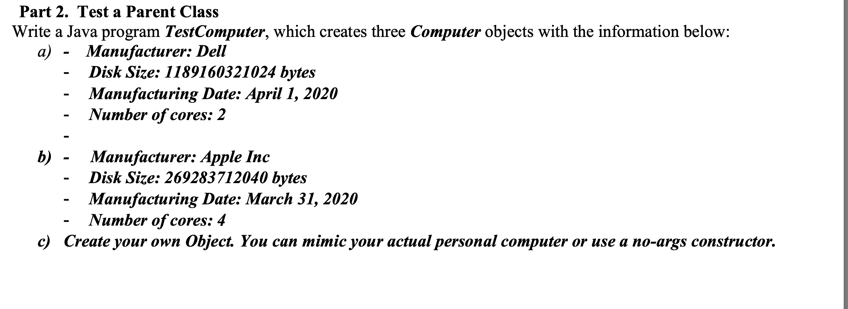 solved-part-1-create-a-parent-class-create-a-complete-chegg