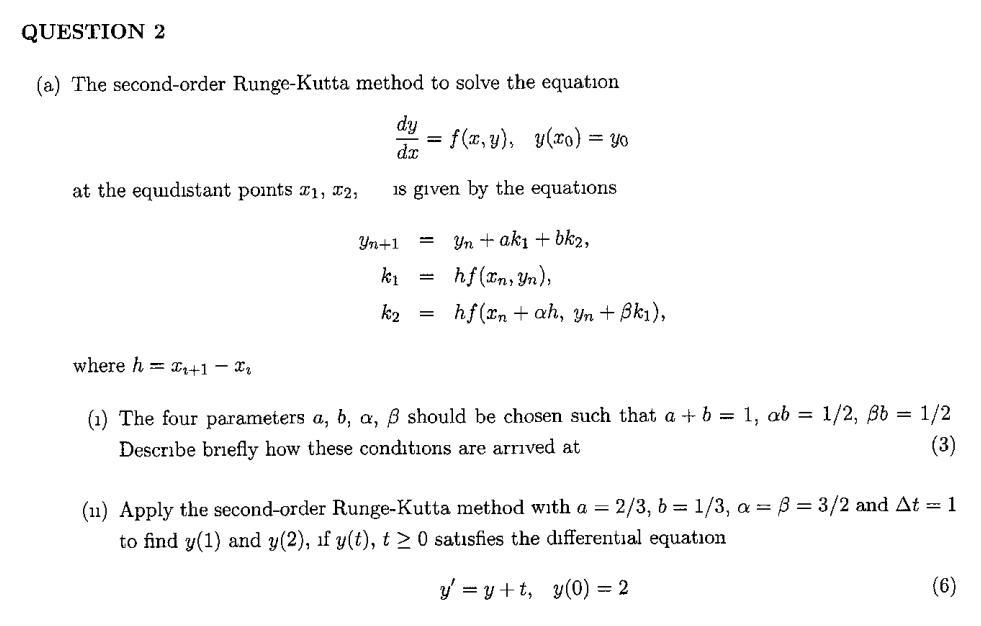 (a) The secondorder RungeKutta method to solve the