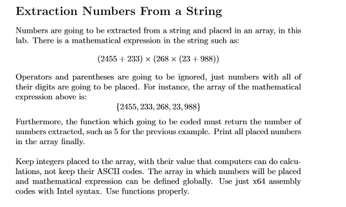 Solved Extraction Numbers From a String Numbers are going to | Chegg.com