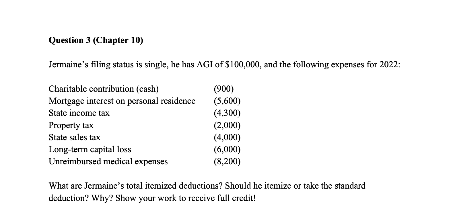 Solved Jermaine's filing status is single, he has AGI of