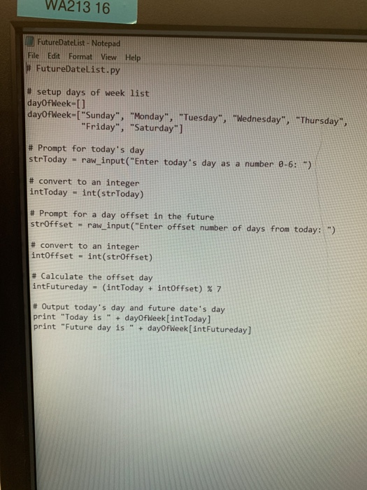 Solved Assignment 6b: Java Arrays- Day of Week (Assigned | Chegg.com