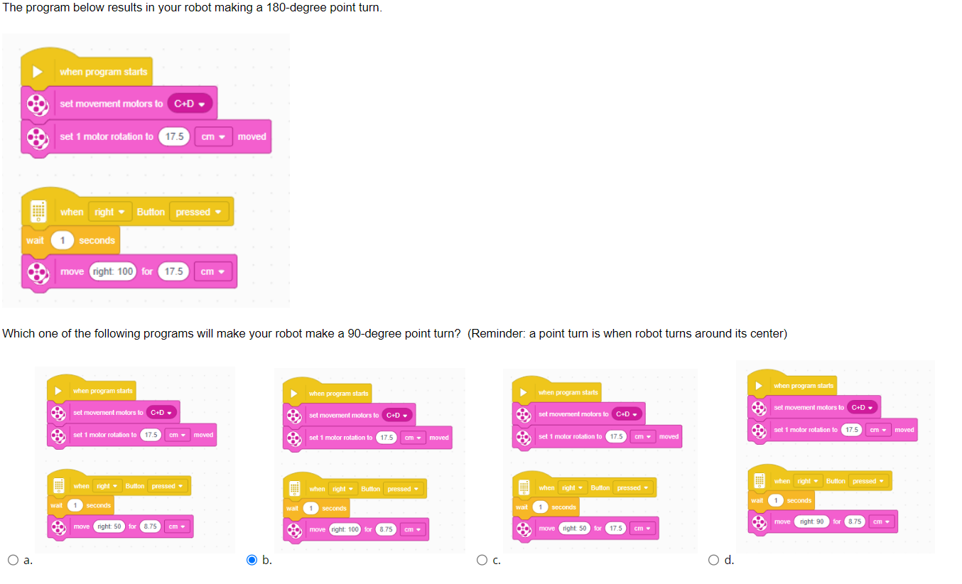 Solved The program below results in your robot making a | Chegg.com