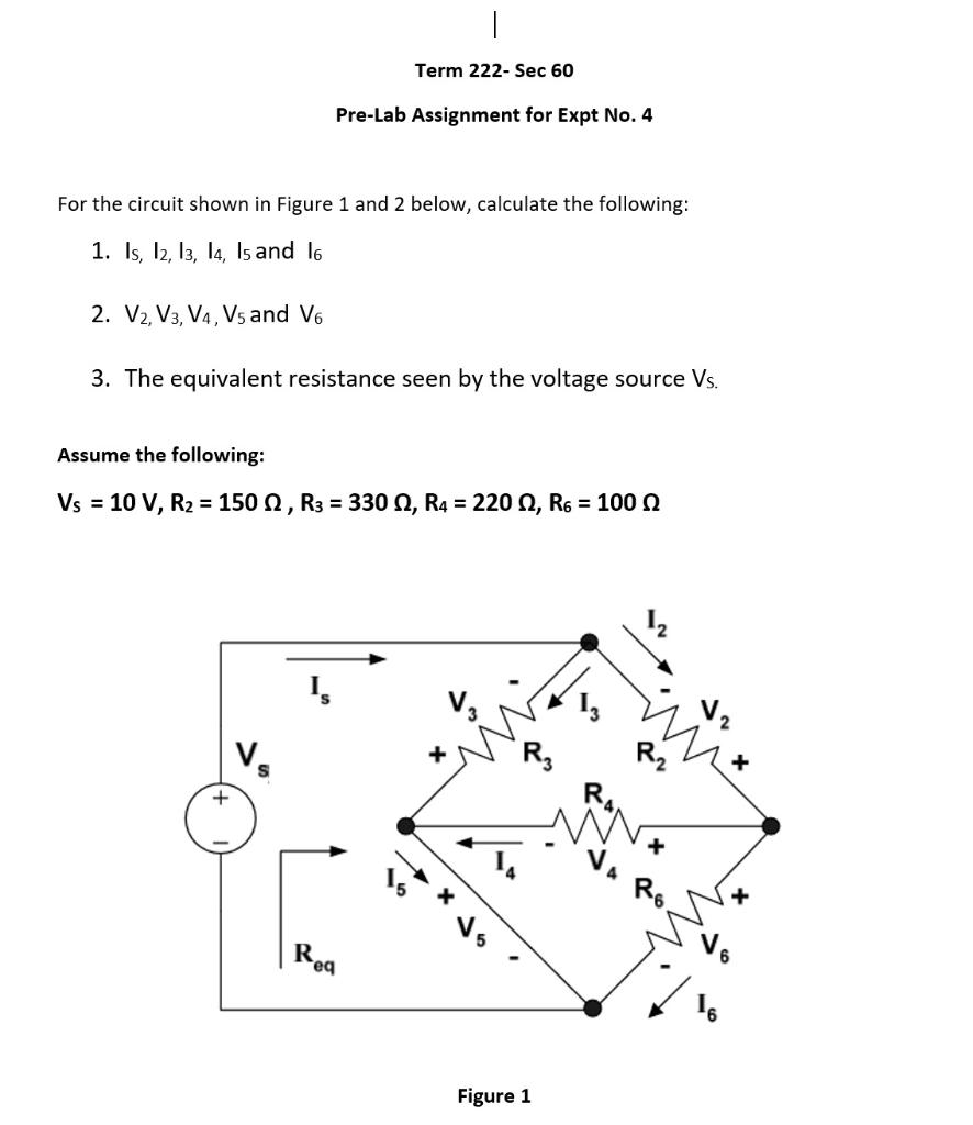 Solved Pre-Lab Assignment For Expt No. 4 For The Circuit | Chegg.com