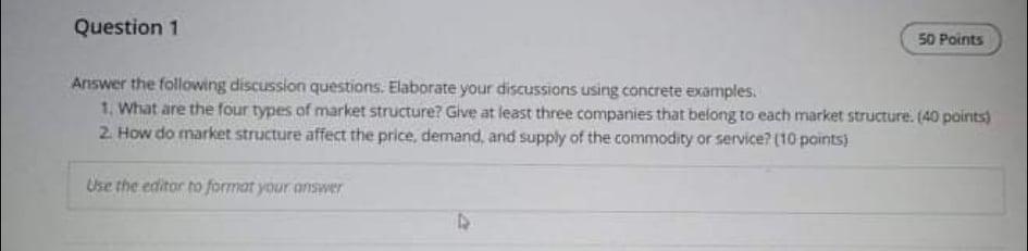 Solved Question 1 50 Points Answer the following discussion | Chegg.com