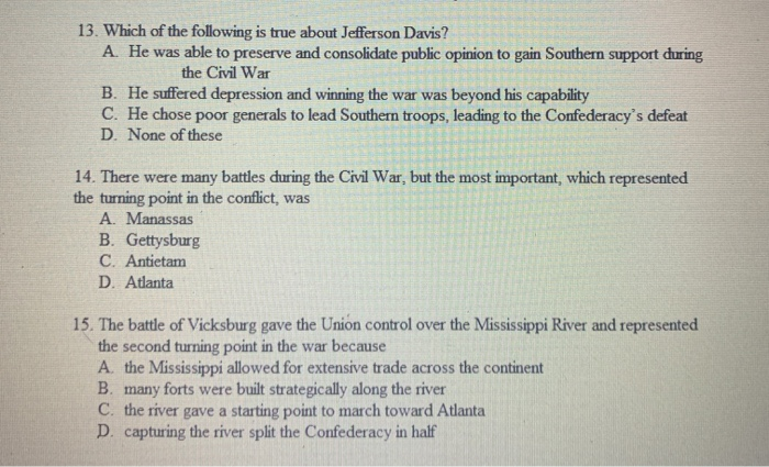 13. Which of the following is true about Jefferson | Chegg.com