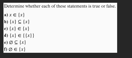 Solved Determine Whether Each Of These Statements Is True Or 5247