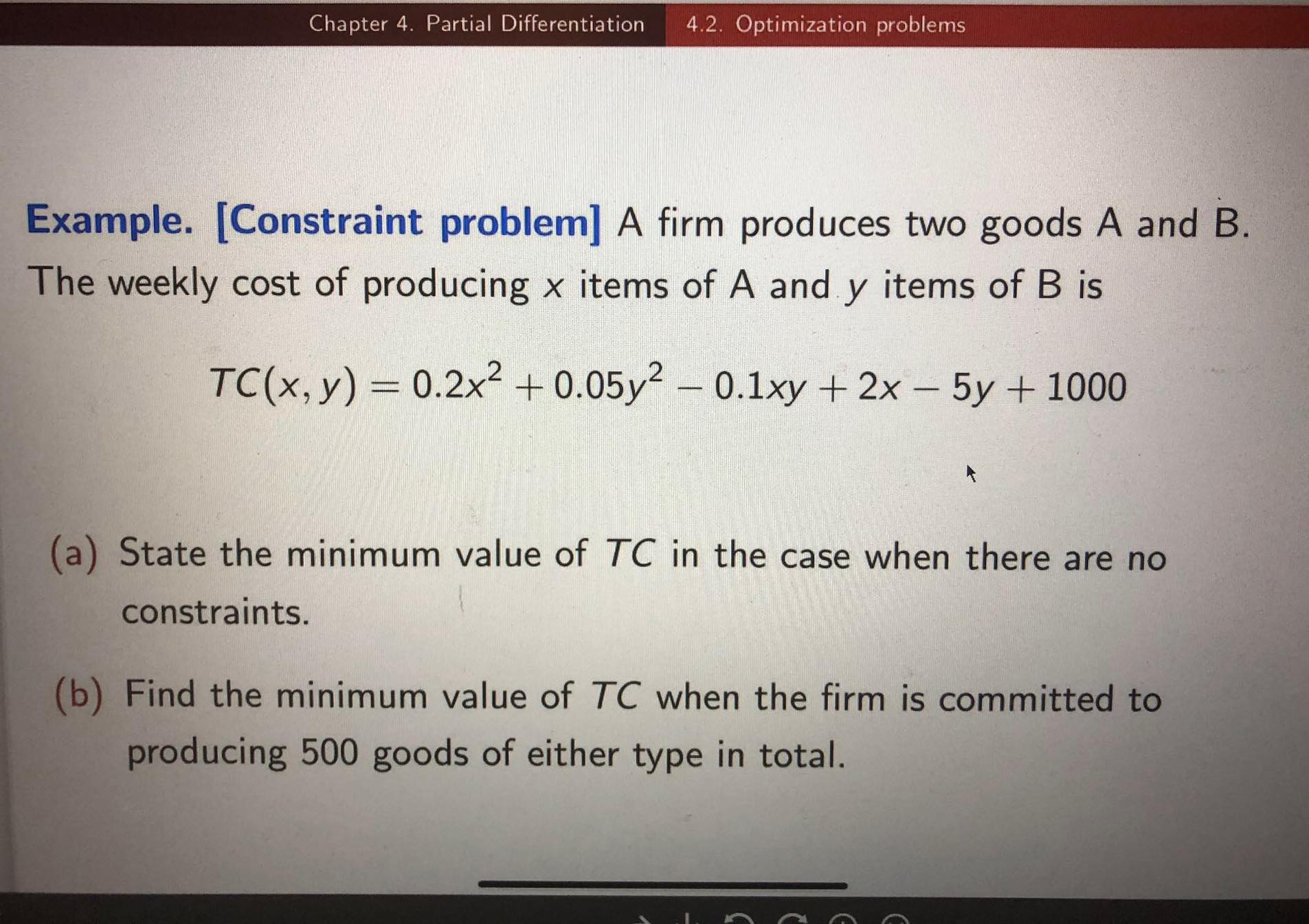 Solved Example. [Constraint Problem] A Firm Produces Two | Chegg.com