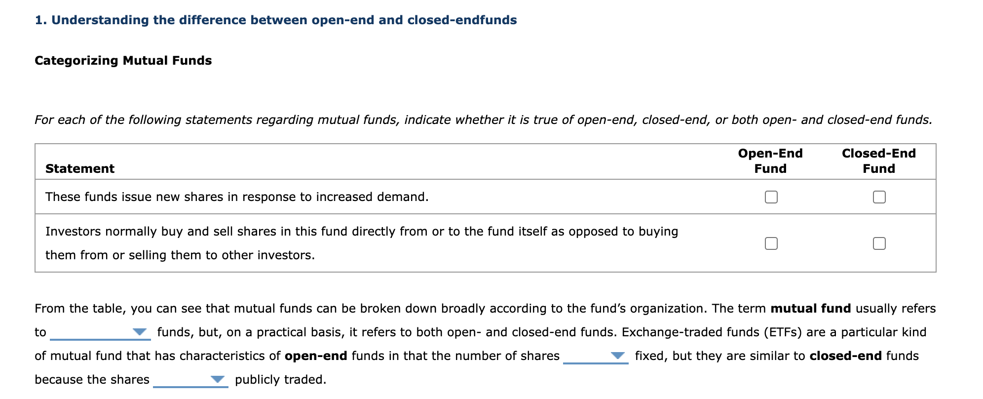 Solved 1. Understanding the difference between open end and