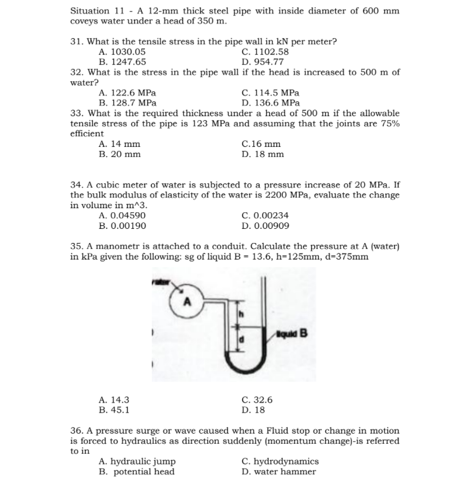 Solved Situation 11 A 12-mm thick steel pipe with inside | Chegg.com