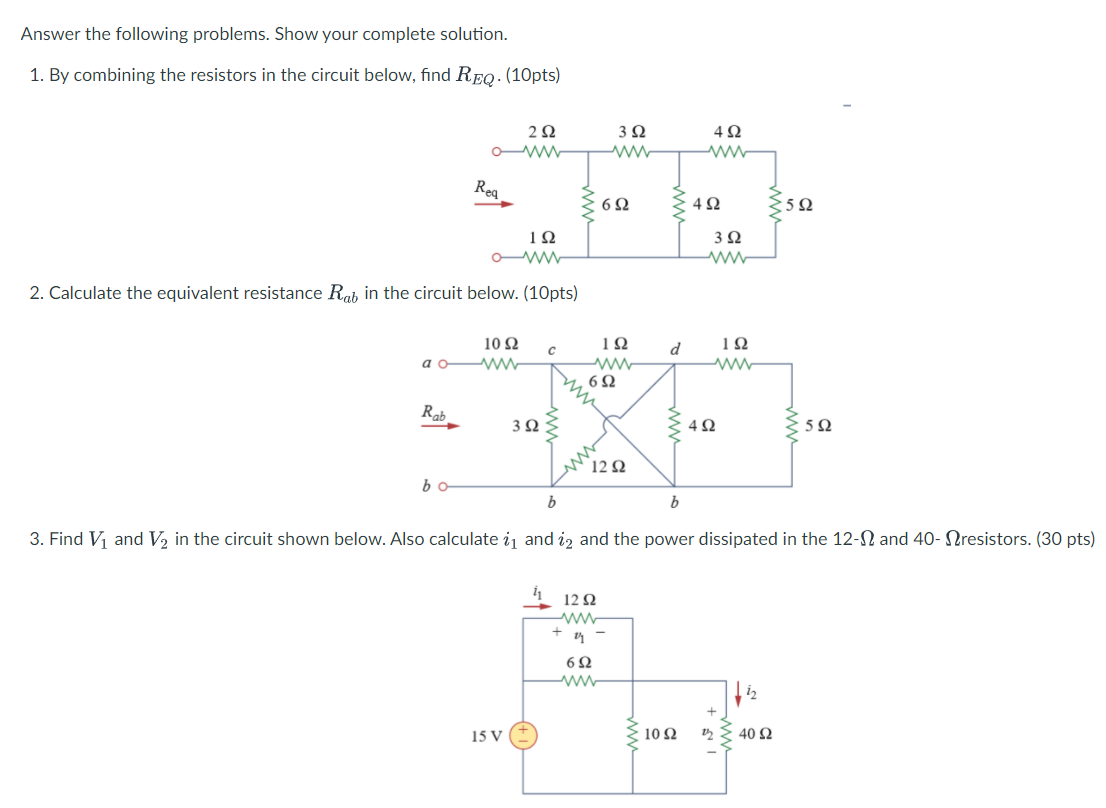 Solved Answer The Following Problems. Show Your Complete | Chegg.com