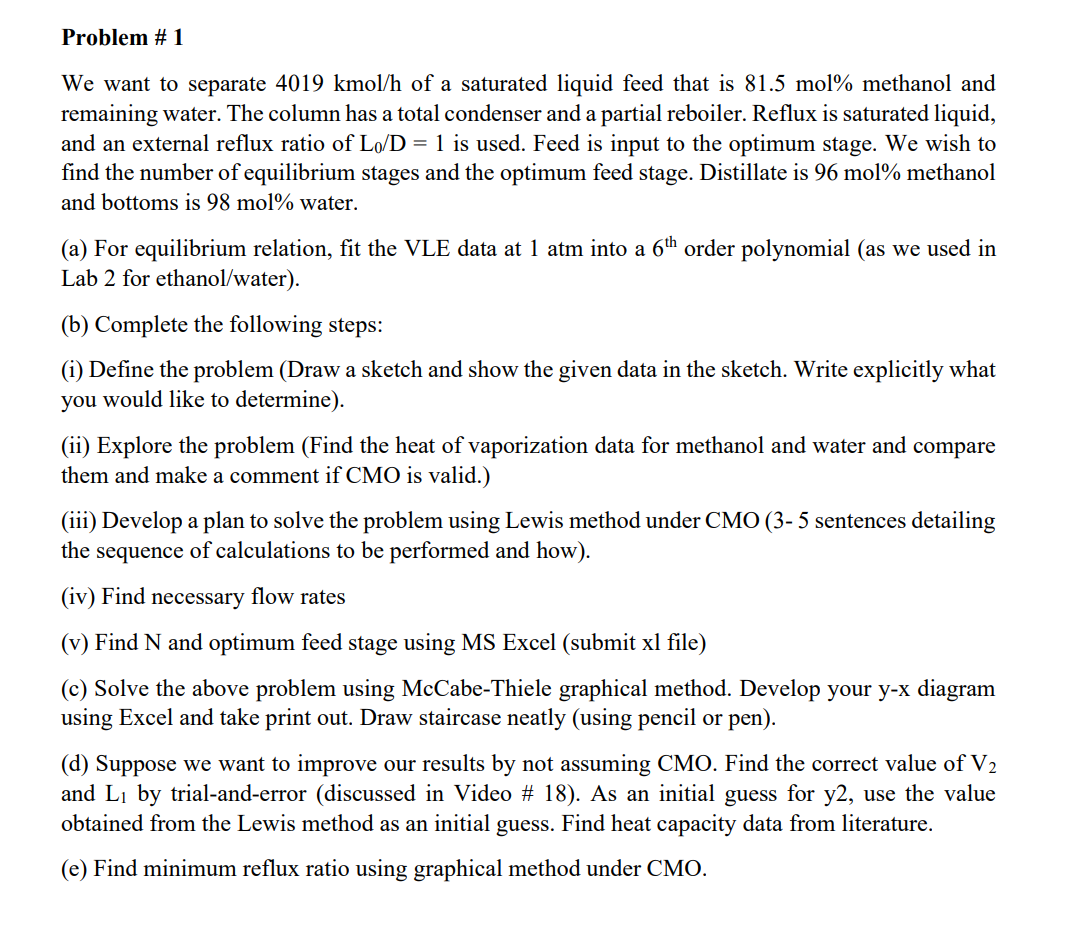 Table 1. Vapor-liquid Equilibrium Data For | Chegg.com