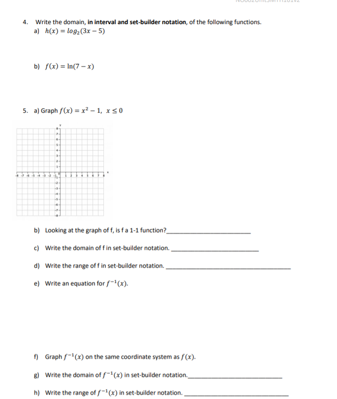 Solved 4. Write the domain, in interval and set-builder | Chegg.com