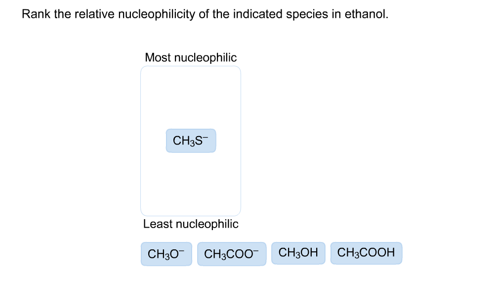 Rank The Relative Nucleophilicity Of The Indicated Species In Ethanol