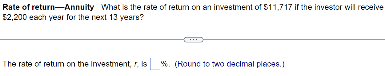 Solved Rate of return-Annuity What is the rate of return on | Chegg.com