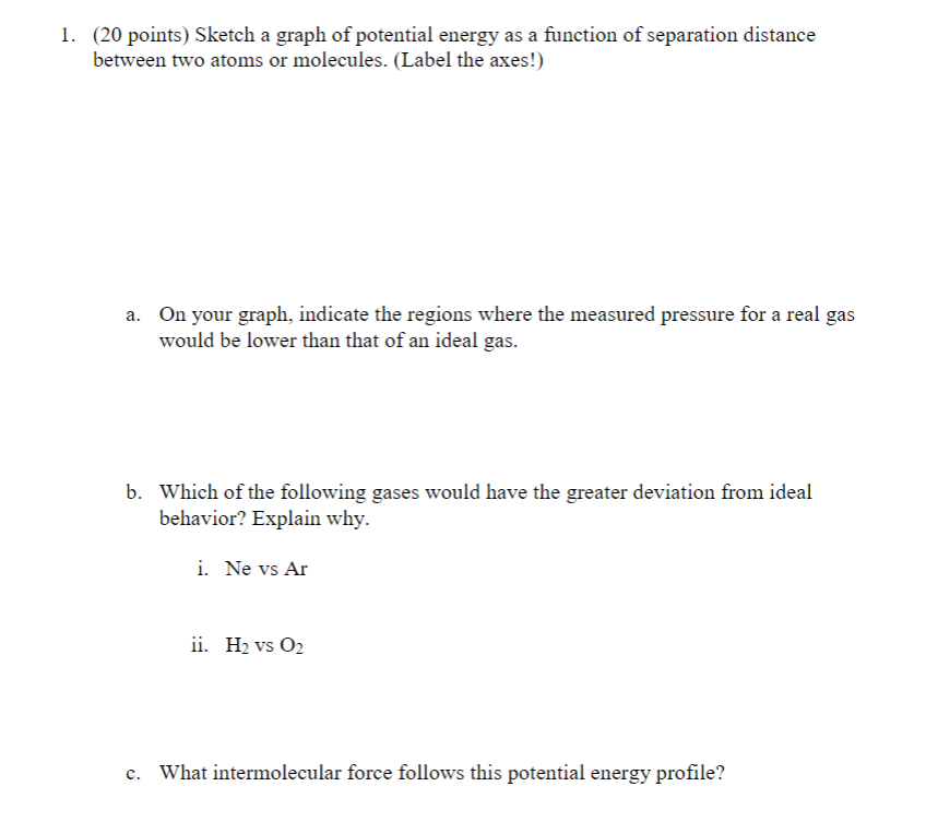 (20 points) Sketch a graph of potential energy as a | Chegg.com