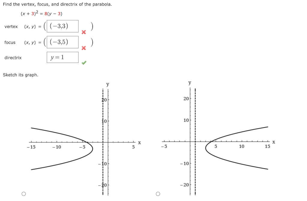 Solved Find The Vertex Focus And Directrix Of The Chegg Com