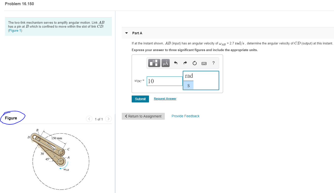 Solved The two-link mechanism serves to amplify angular | Chegg.com