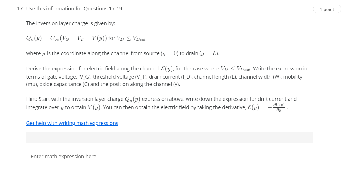 Solved 17 Use This Information For Questions 17 19 1 Po Chegg Com