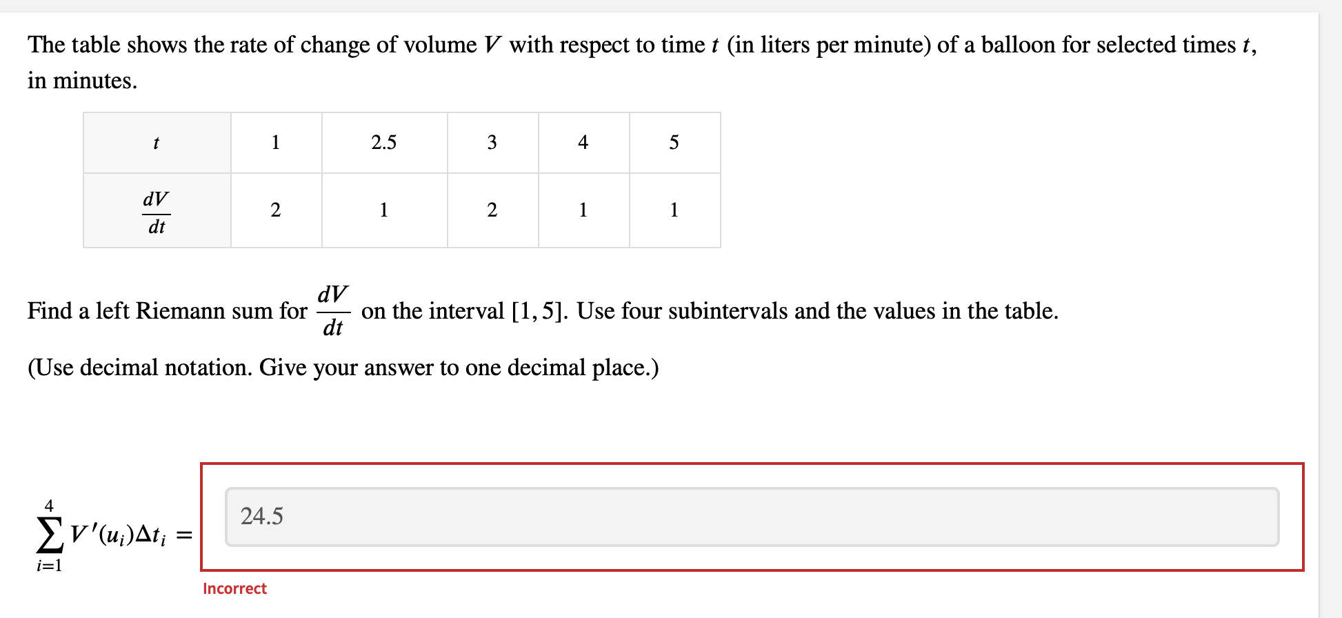 Solved The table shows the rate of change of volume V with | Chegg.com
