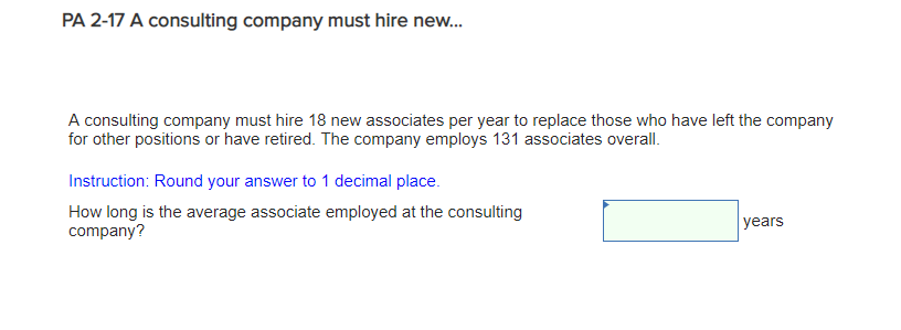 Solved PA 2 17 A Consulting Company Must Hire New A Chegg