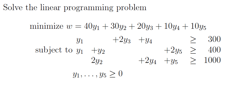Solved Solve the linear programming problem 91 minimize w = | Chegg.com