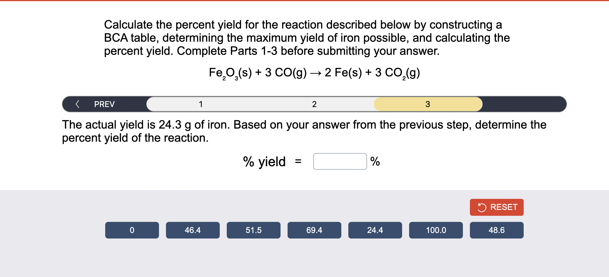 Solved Calculate The Percent Yield For The Reaction | Chegg.com