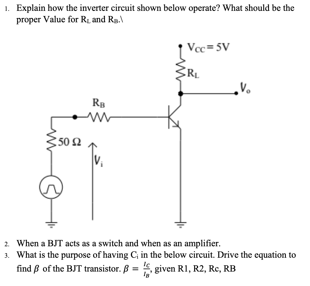 Solved 1. Explain How The Inverter Circuit Shown Below | Chegg.com