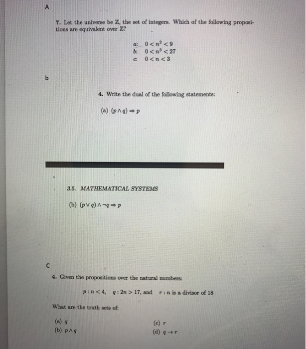 Solved 7. Let the universe be Z, the set of integers. Which | Chegg.com