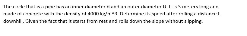 Solved The circle that is a pipe has an inner diameter d and | Chegg.com