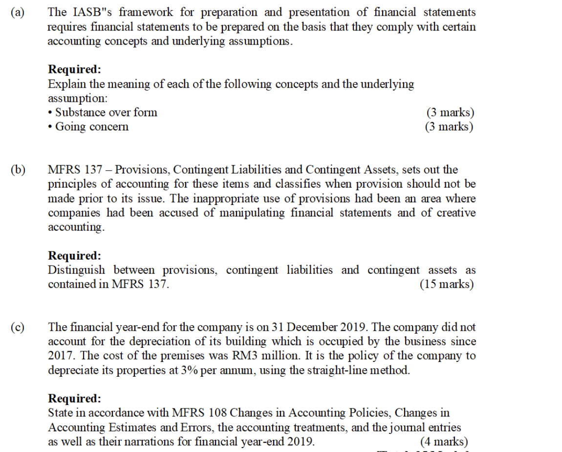 A The Iasb S Framework For Preparation And Chegg Com