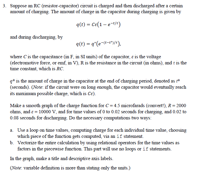 Solved 3. Suppose an RC (resistor-capacitor) circuit is | Chegg.com