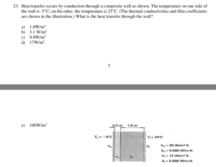 Solved 23. Heat transfer occurs by conduction through a | Chegg.com